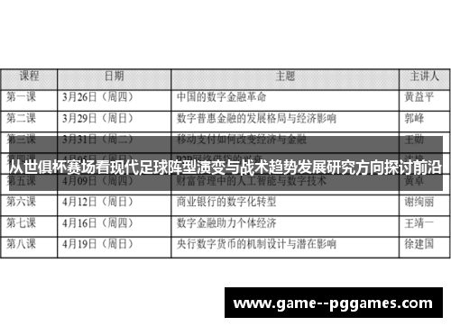 从世俱杯赛场看现代足球阵型演变与战术趋势发展研究方向探讨前沿